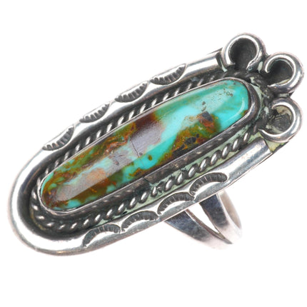 sz8 Vintage Navajo sterling silver Royston turquoise long ring