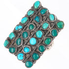 sz5.5 30's-40's Vintage Zuni sterling silver 4 row snake eye turquoise ring