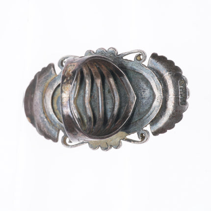 sz7 c1940's Big vintage Navajo/Fred Harvey sterling silver turquoise ring