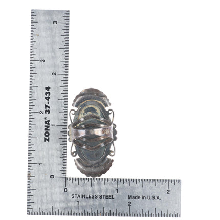 sz7 c1940's Big vintage Navajo/Fred Harvey sterling silver turquoise ring