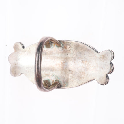 sz7 Big vintage Zuni sterling silver, turquoise, shell channel inlay ring