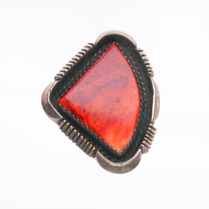 sz8 Elisabeth Guerro Navajo sterling silver orange spiny oyster ring