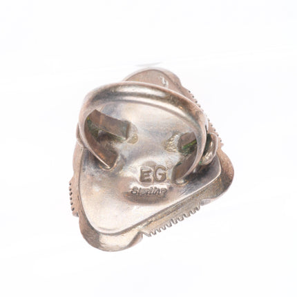 sz8 Elisabeth Guerro Navajo sterling silver orange spiny oyster ring