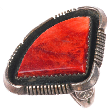sz8 Elisabeth Guerro Navajo sterling silver orange spiny oyster ring