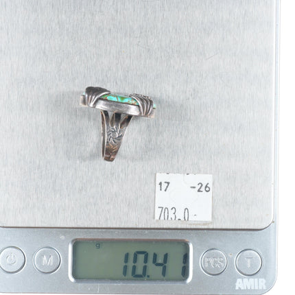 c1940's Vintage Navajo/Fred Harvey era #8 turquoise sterling silver ring