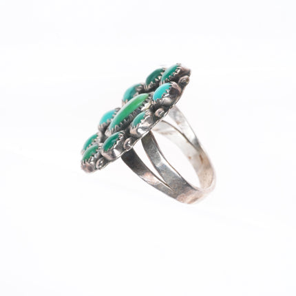 sz5.5 Vintage Zuni sterling silver satellite cluster turquoise ring