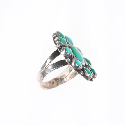 sz5.5 Vintage Zuni sterling silver satellite cluster turquoise ring