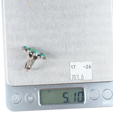 sz5.5 Vintage Zuni sterling silver satellite cluster turquoise ring