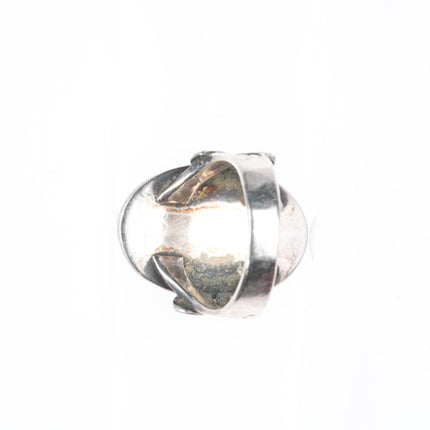 sz5.5 c1930's Vintage Navajo ingot silver turquoise rope bezel ring