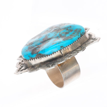sz9-Adjustable Huge Jacob Troncosa San Felipe sterling silver turquoise ring