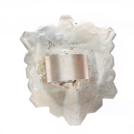 sz9-Adjustable Huge Jacob Troncosa San Felipe sterling silver turquoise ring