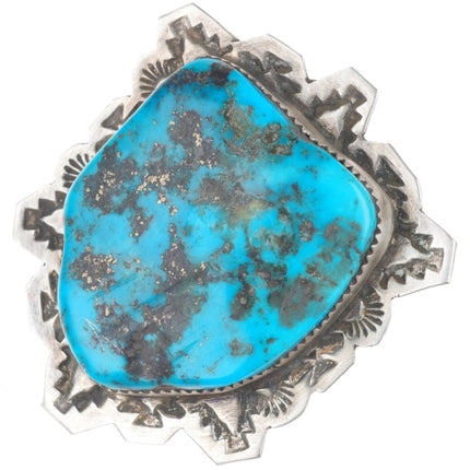 sz9-Adjustable Huge Jacob Troncosa San Felipe sterling silver turquoise ring