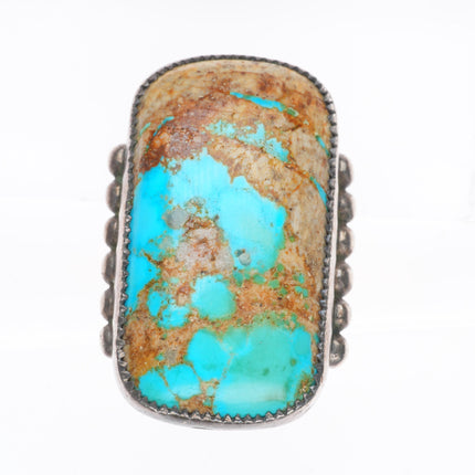 sz9 Big vintage c1940's Navajo sterling silver boulder turquoise large ring