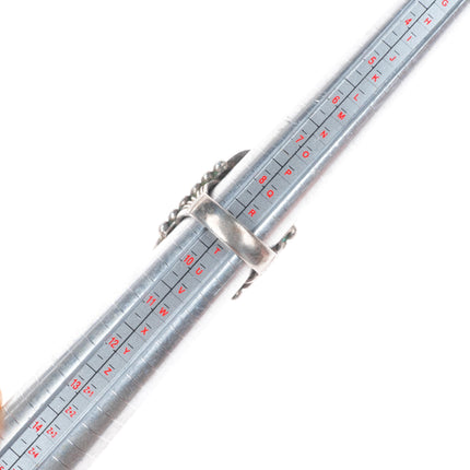 sz9 Big vintage c1940's Navajo sterling silver boulder turquoise large ring