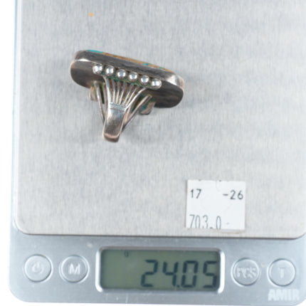 sz9 Big vintage c1940's Navajo sterling silver boulder turquoise large ring