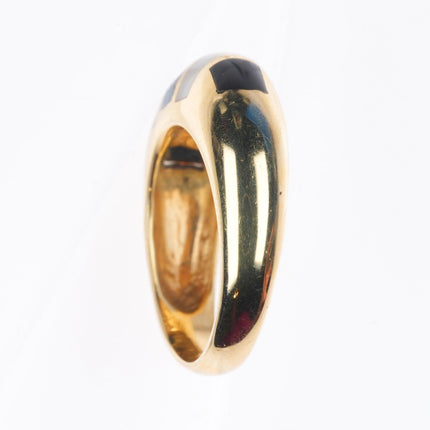 sz7.5 retro 14k yellow gold onyx/shell size 7.5 women's ring zebra stripes