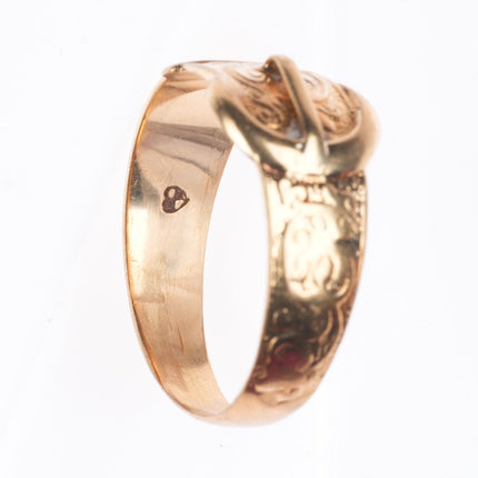 sz11 Antique 9k gold 9 carat buckle style band men's ring