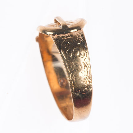 sz11 Antique 9k gold 9 carat buckle style band men's ring