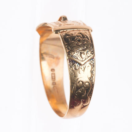 sz11 Antique 9k gold 9 carat buckle style band men's ring