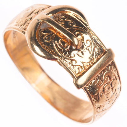 sz11 Antique 9k gold 9 carat buckle style band men's ring