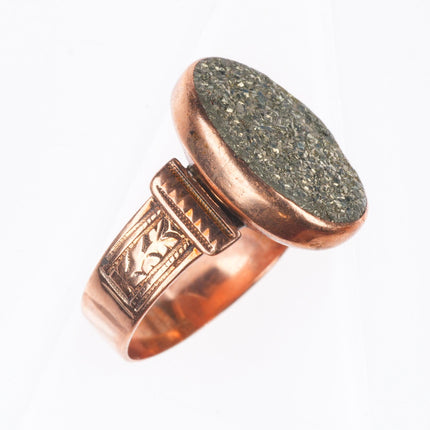 sz5 Antique 10k rose gold druzy pyrite victorian size 5 women's ring