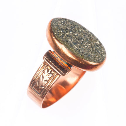 sz5 Antique 10k rose gold druzy pyrite victorian size 5 women's ring