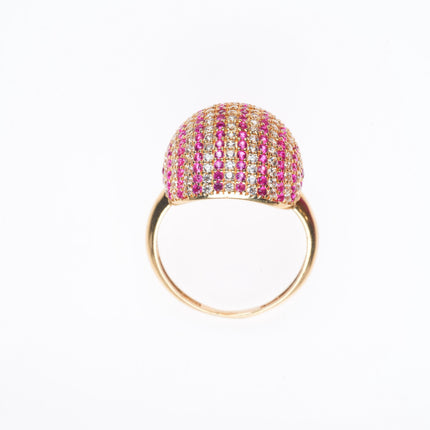 sz6.5 retro 14k yellow gold, diamond, ruby dome top size 6.5 woman's ring