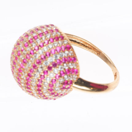 sz6.5 retro 14k yellow gold, diamond, ruby dome top size 6.5 woman's ring