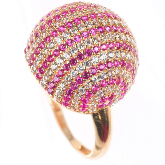 sz6.5 retro 14k yellow gold, diamond, ruby dome top size 6.5 woman's ring