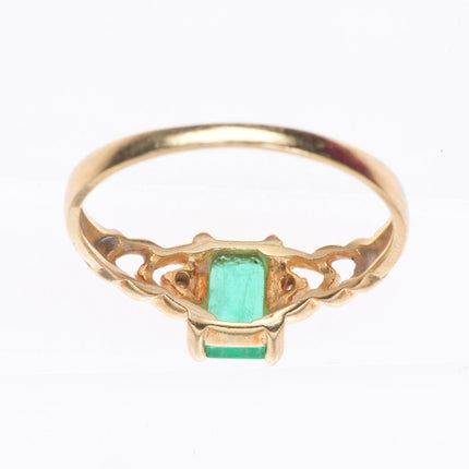 sz6.5 14k yellow gold natural Columbian emerald/diamond hearts size 6.5 ring