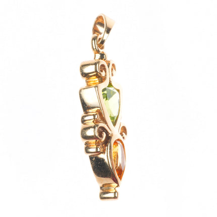 14k yellow gold citrine and peridot necklace pendant