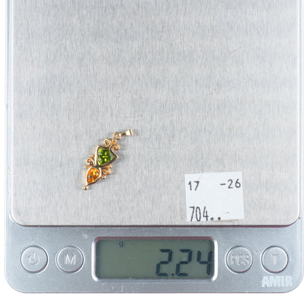 14k yellow gold citrine and peridot necklace pendant