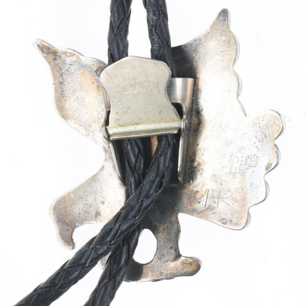c1960 c-31 vintage Zuni sterling silver eagle bolo tie with fancy dangle tips