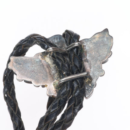 c1950 Vintage Zuni sterling silver channel inlay eagle dancer bolo tie