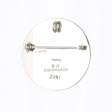 Rudell & Nancy Laconsello Zuni sterling silver coral dragonfly inlay pin/pendant