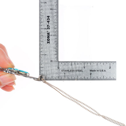 Big vintage Horace Iule Zuni filed/cast sterling silver turquoise cross pendant