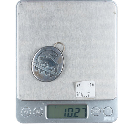 Vintage Hopi overlay bear pendant/pin-brooch sterling silver