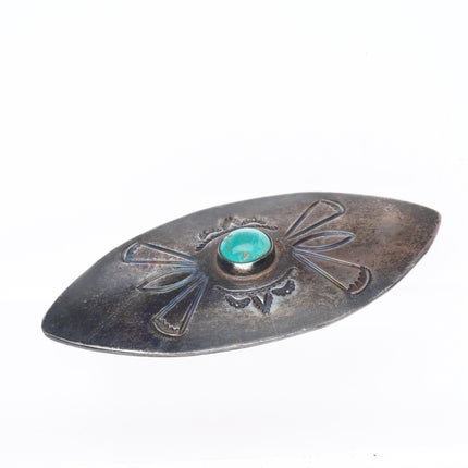 30's-40's Vintage Navajo snake eye turquoise stamped sterling silver pin/brooch