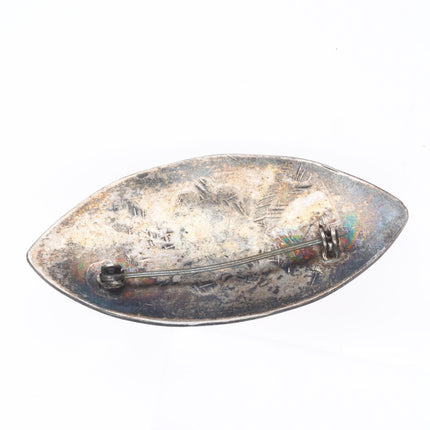 30's-40's Vintage Navajo snake eye turquoise stamped sterling silver pin/brooch
