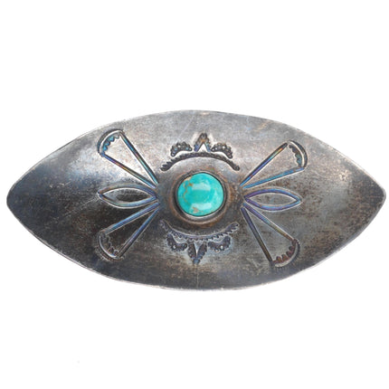 30's-40's Vintage Navajo snake eye turquoise stamped sterling silver pin/brooch