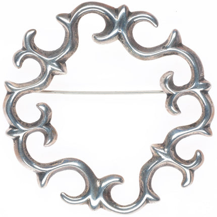 40's-50's Vintage Navajo large cast sterling silver pin/brooch