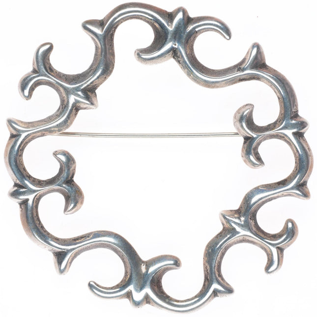 40's-50's Vintage Navajo large cast sterling silver pin/brooch