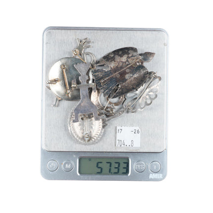 Vintage Navajo sterling silver turquoise figural/inlay brooch/pin lot collection