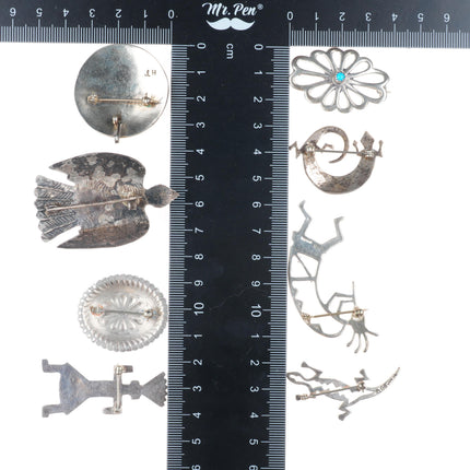 Vintage Navajo sterling silver turquoise figural/inlay brooch/pin lot collection