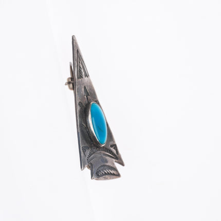 c1940 Vintage Navajo sterling silver Fred Harvey arrowhead pin/brooch turquoise