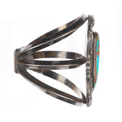 7.5" RLB Zuni-Navajo - Bien Mur vintage sterling silver turquoise cuff bracelet
