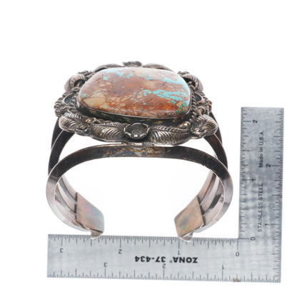 7.5" RLB Zuni-Navajo - Bien Mur vintage sterling silver turquoise cuff bracelet