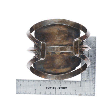 7.5" RLB Zuni-Navajo - Bien Mur vintage sterling silver turquoise cuff bracelet