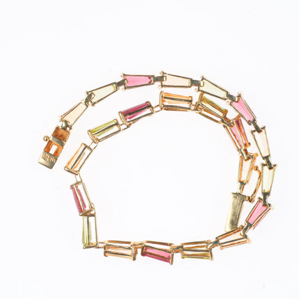 7" 14k gold gold multi-color rainbow Tourmaline gemstone link bracelet