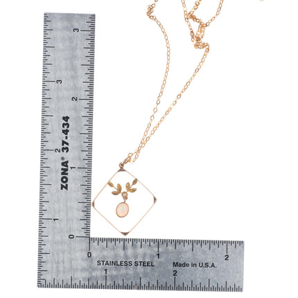 Antique 9 ct 9k gold opal/seed pearl pendant/necklace